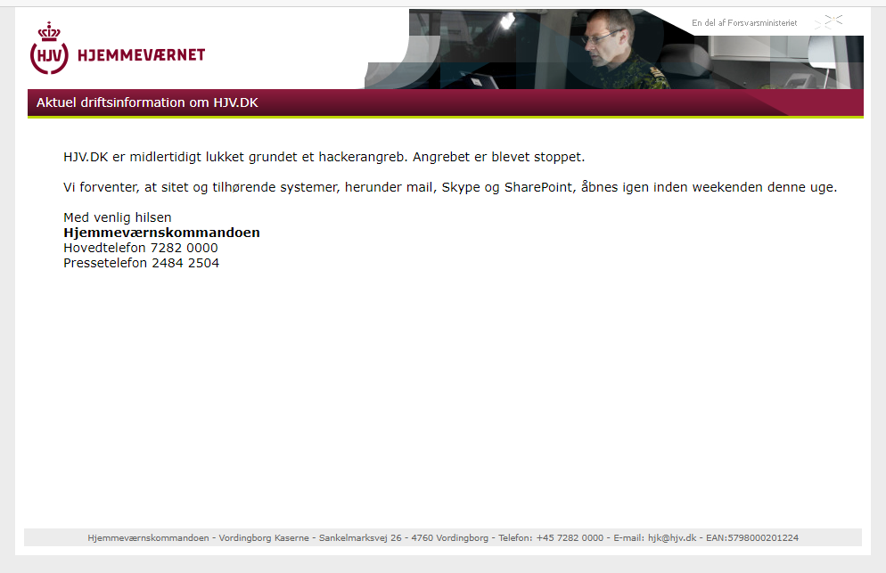 Hjemmeværnet måtte lukke en stor del af sine systemer ned, for at stoppe et hackerangreb i september 2021