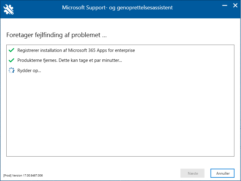Microsoft 365 uninstall support tool