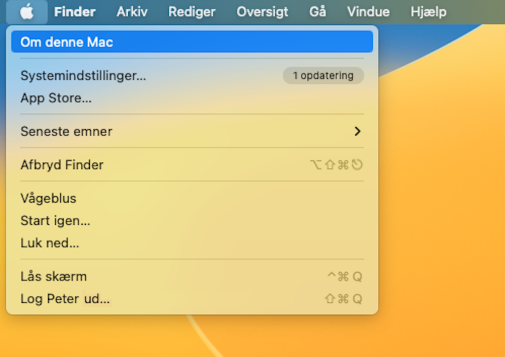"Æble-menuen" macOS Ventura 13.X
