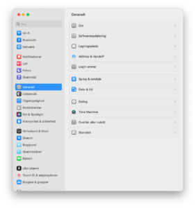 macOS Indstillinger > Generelt