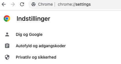 Google Chrome - Indstillinger