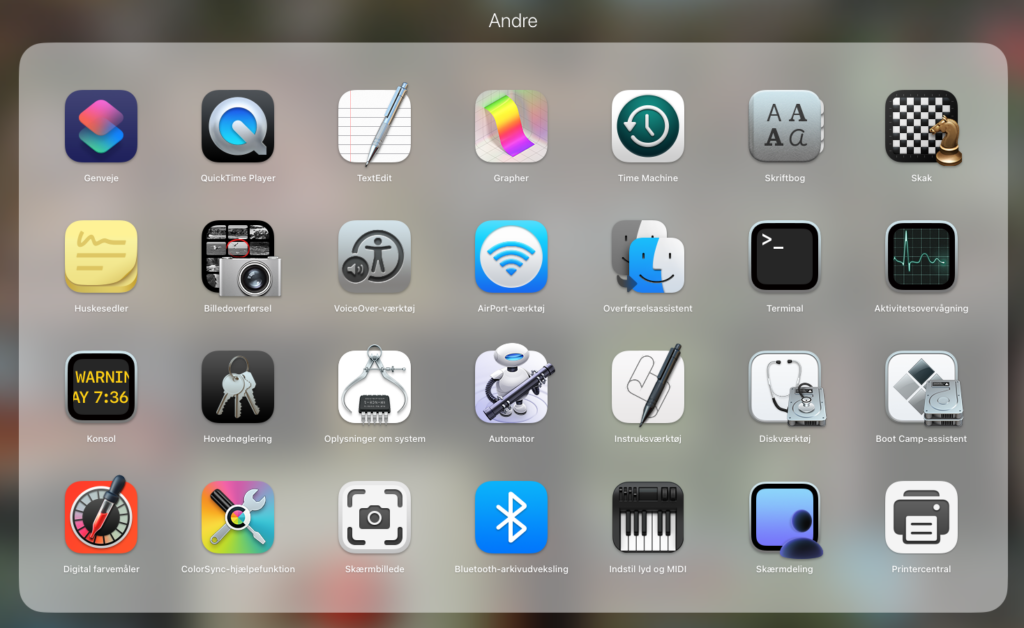 "Andre" mappen mellem alle dine Apps, indeholder en række værktøjer og apps.